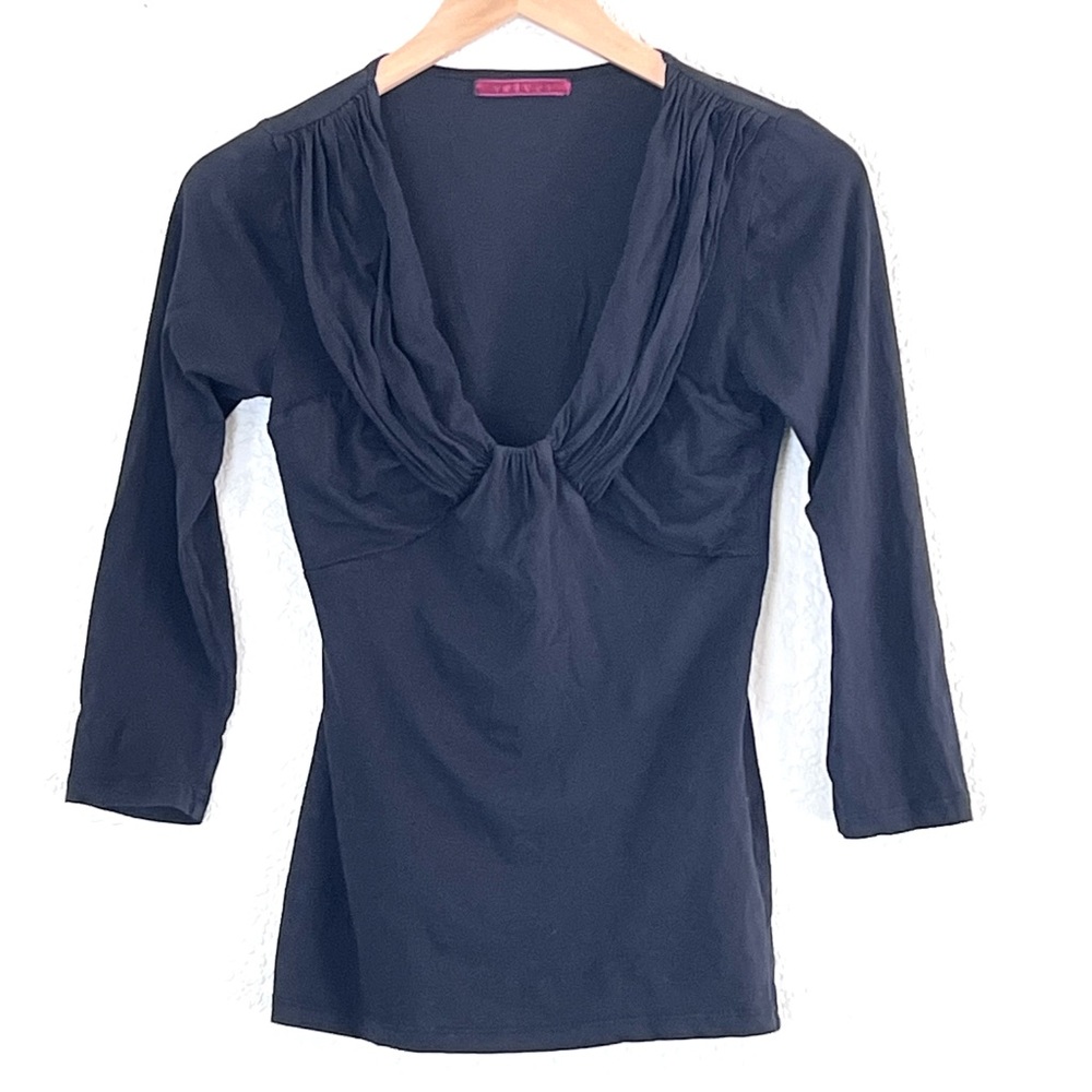 Velvet | Black 3/4 length sleeves cotton and spandex blouse size small